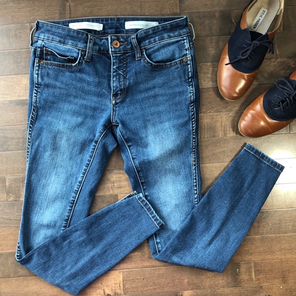 Anthropologie Blue Mid-Rise Skinny Jeans Slit Hem Size 26 - Picture 2 of 14